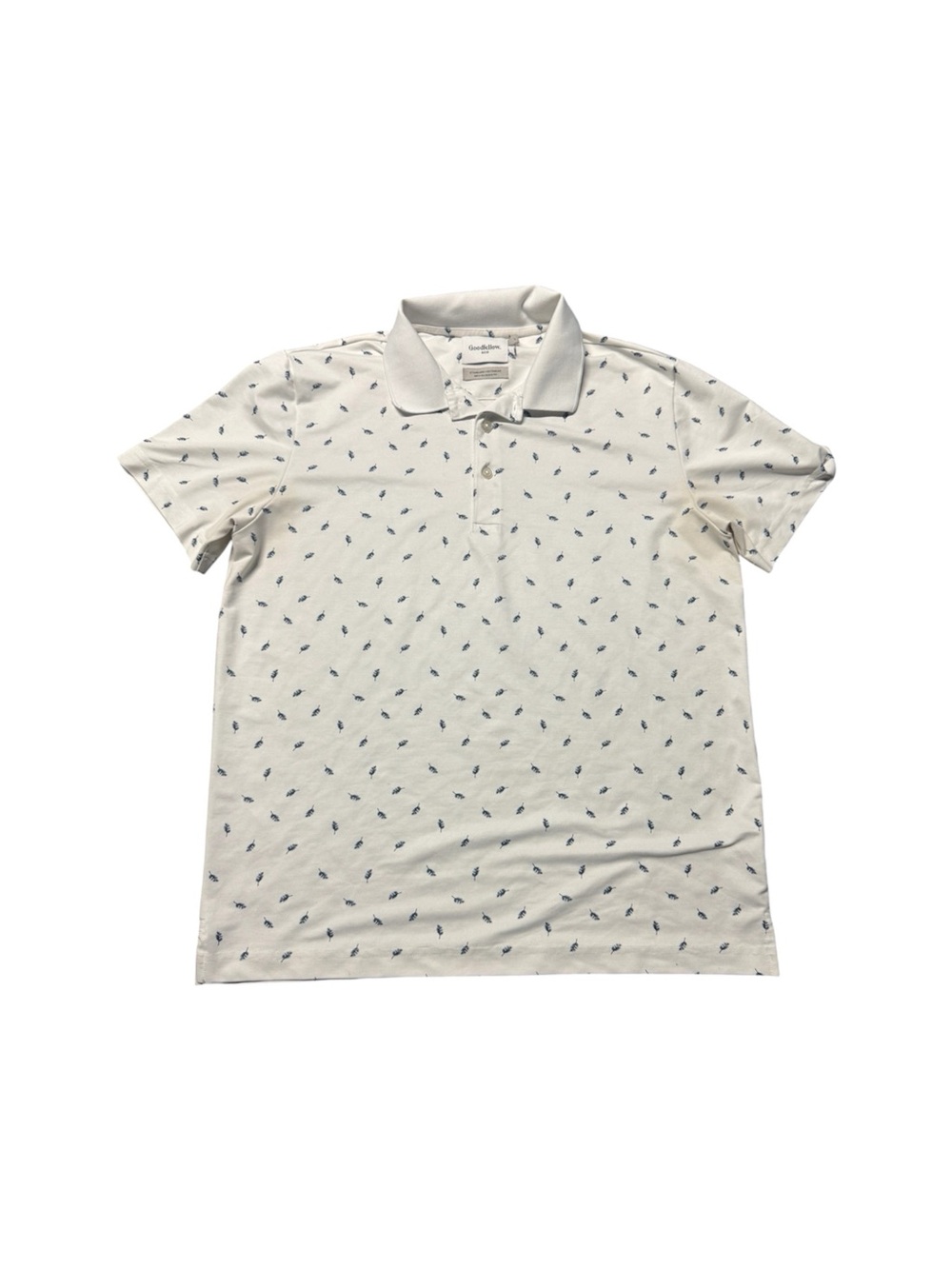 Goodfellow & Co Men’s White Feather Print Polo Shirt Size Large